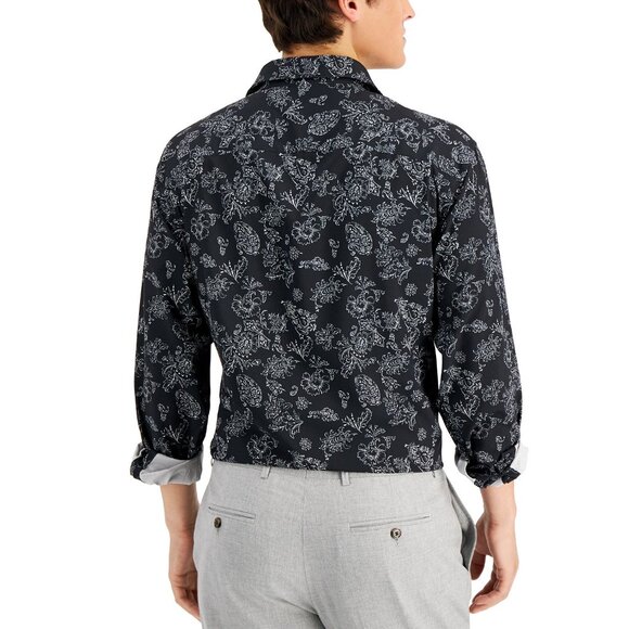 Alfani Men's Regular Fit 4-Way Stretch Dress Shirt Black 16-16.5 34/35 B4HP - Picture 2 of 2